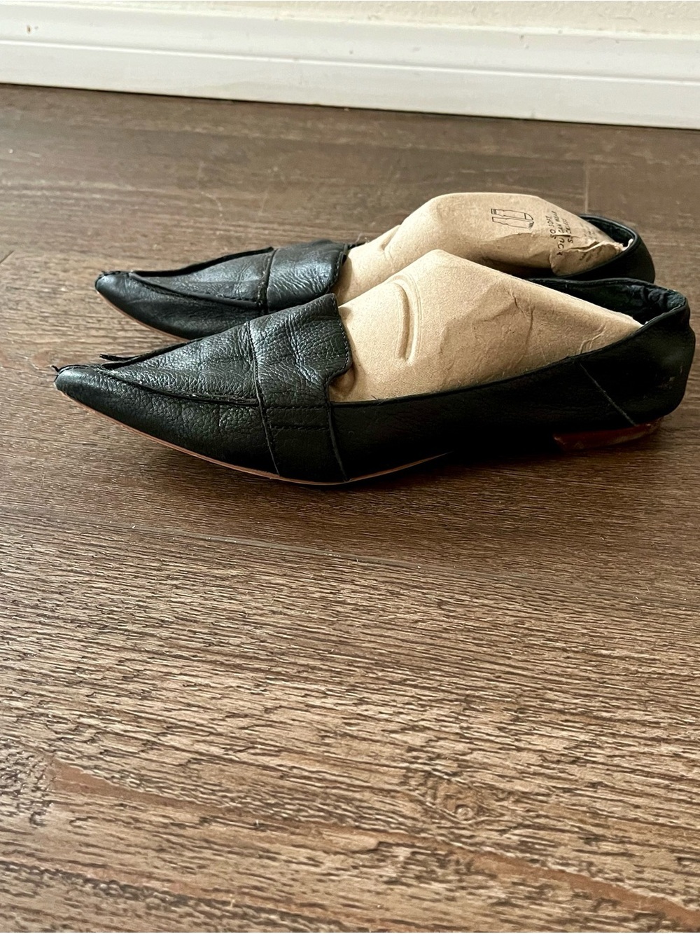 Vince Camuto Black Pointed Leather Slip-Ons